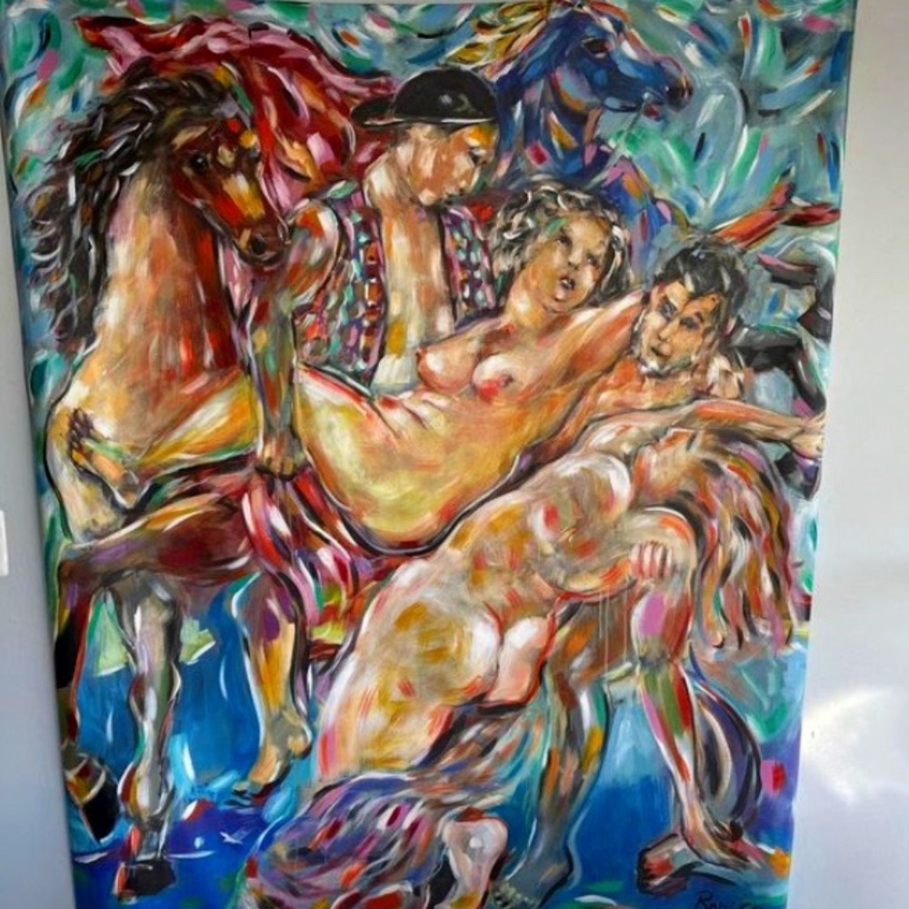 Untitled Artist Signed Acrylic on Canvas